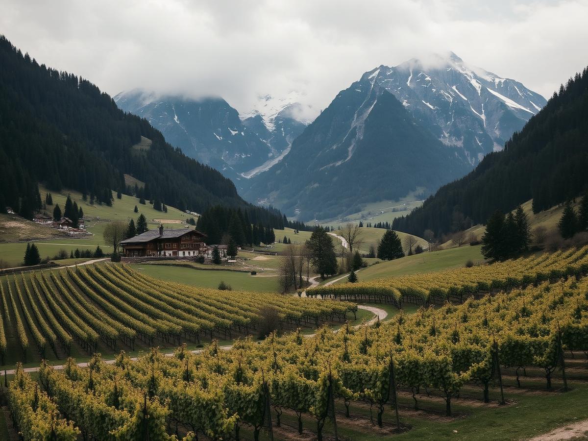 Walliser Berglandschaft mit Rebbergen